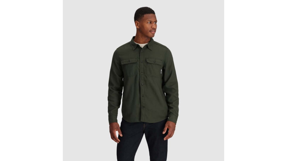 Outdoor Research Feedback Flannel Twill Shirt - Mens, Grove, Small, 3005132445006