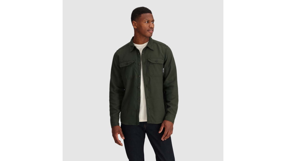 Outdoor Research Feedback Flannel Twill Shirt - Mens, Grove, Small, 3005132445006