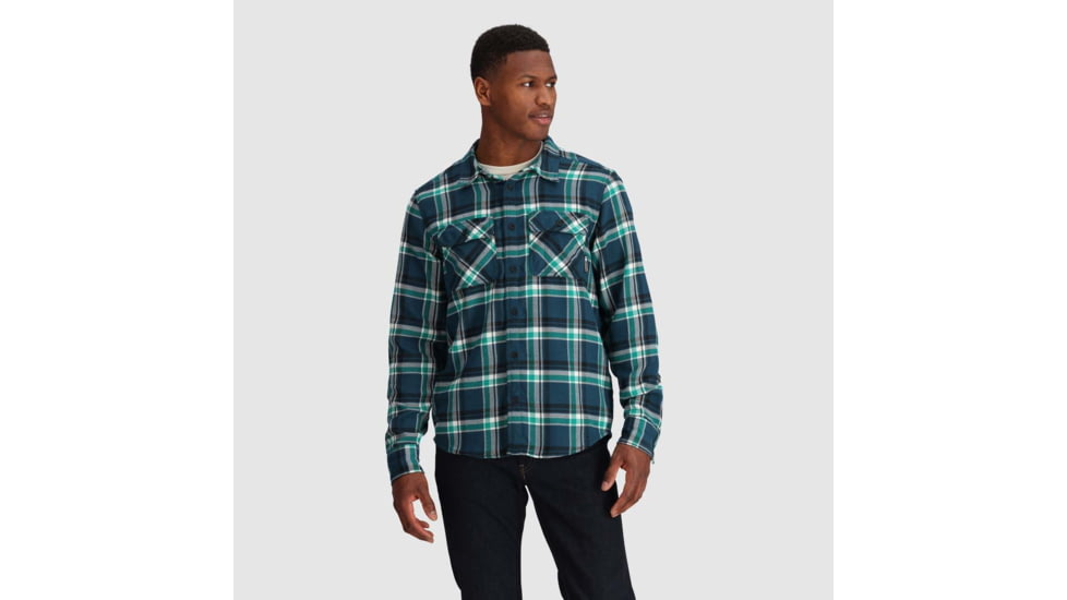Outdoor Research Feedback Flannel Twill Shirt - Mens, Harbor Plaid, Small, 3005132608006