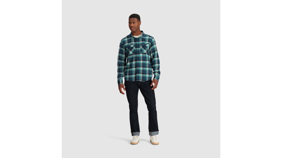 Outdoor Research Feedback Flannel Twill Shirt - Mens, Harbor Plaid, Small, 3005132608006