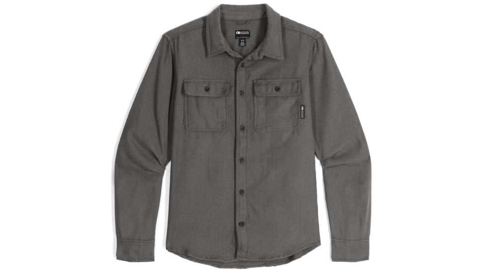 Outdoor Research Feedback Flannel Twill Shirt - Mens, Light Pewter, Large, 3005131564008