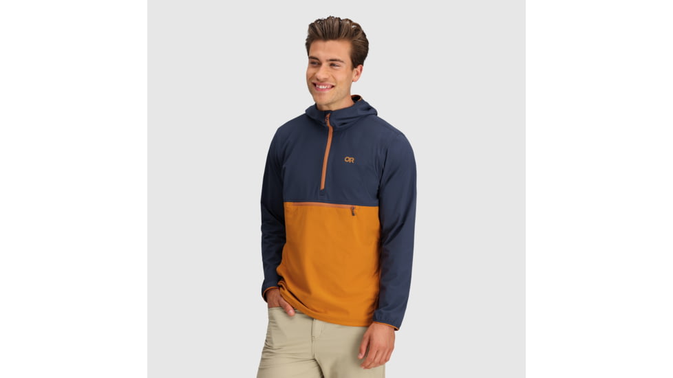 Outdoor Research Ferrosi Anorak Hoodie - Mens, Naval Blue /Marmalade, L, 2876162365008