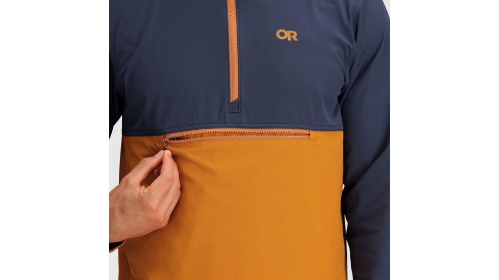 Outdoor Research Ferrosi Anorak Hoodie - Mens, Naval Blue /Marmalade, L, 2876162365008