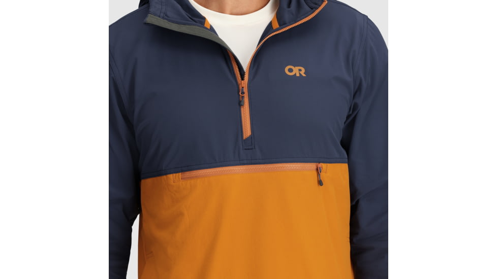 Outdoor Research Ferrosi Anorak Hoodie - Mens, Naval Blue /Marmalade, L, 2876162365008