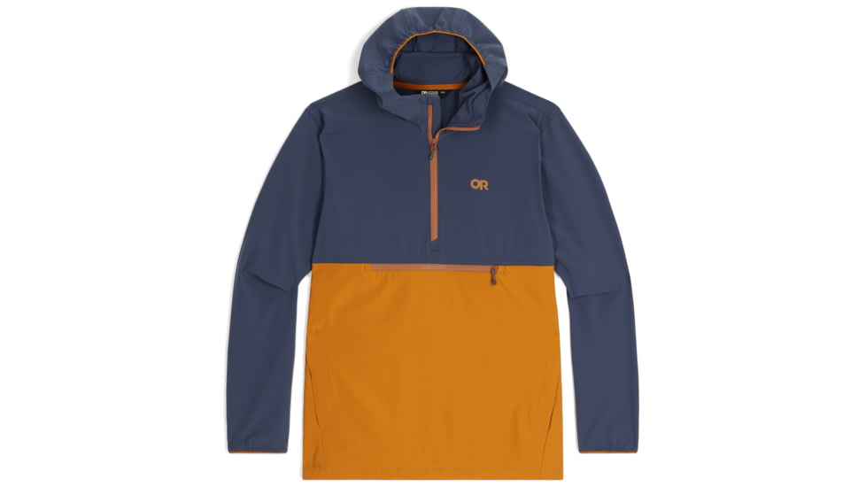 Outdoor Research Ferrosi Anorak Hoodie - Mens, Naval Blue /Marmalade, L, 2876162365008