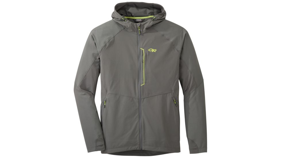 Outdoor Research Ferrosi Hooded Jacket, Men's, Pewter/Lemongrass, XXL 250094-pt/lemgr-XXL