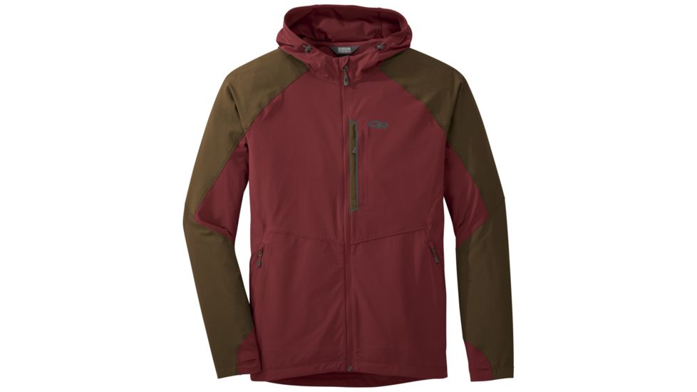 Outdoor Research Ferrosi Hooded Jacket - Mens, Firebrick/Carob, Small, 2500941360006
