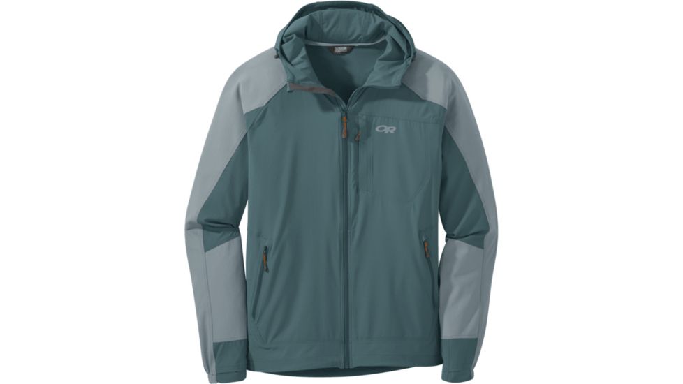 Outdoor Research Ferrosi Hooded Jacket - Mens, Mediterranean/Lead, Small, 2691711797006