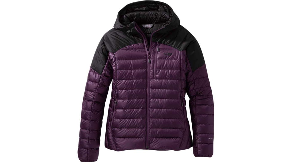 Outdoor Research Helium Down Hoodie - Women's, Blackberry/Black, Extra Small, 2775910324005