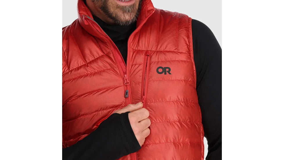 Outdoor Research Helium Down Vest - Mens, Cranberry, Small, 2775740420-S