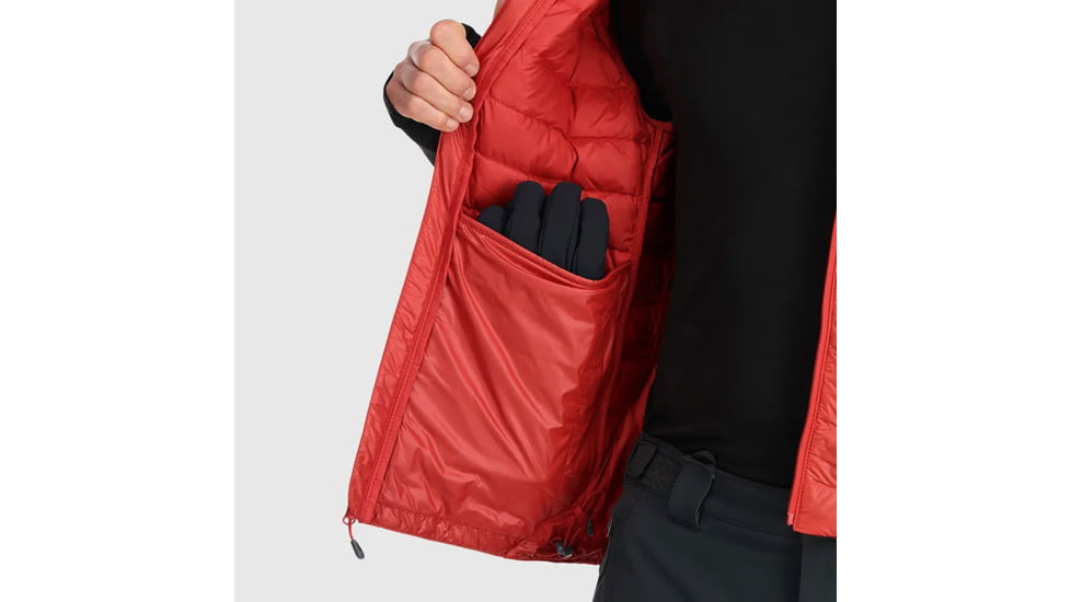 Outdoor Research Helium Down Vest - Mens, Cranberry, Small, 2775740420-S