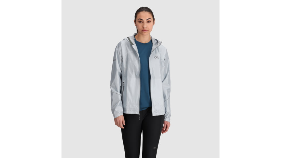 Outdoor Research Helium Rain Ultralight Jacket - Womens, Titanium, Large, 3002361077008