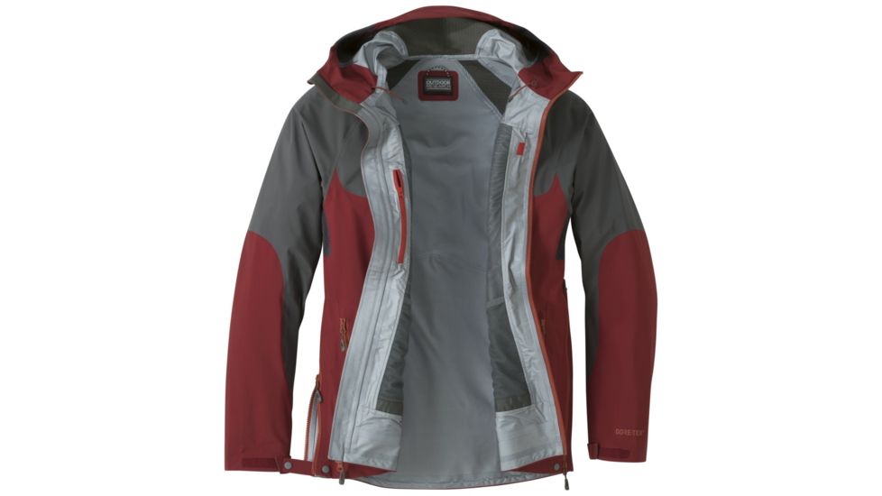 Outdoor Research Hemispheres Jacket - Mens, Firebrick/Storm, Large, 2680731416008