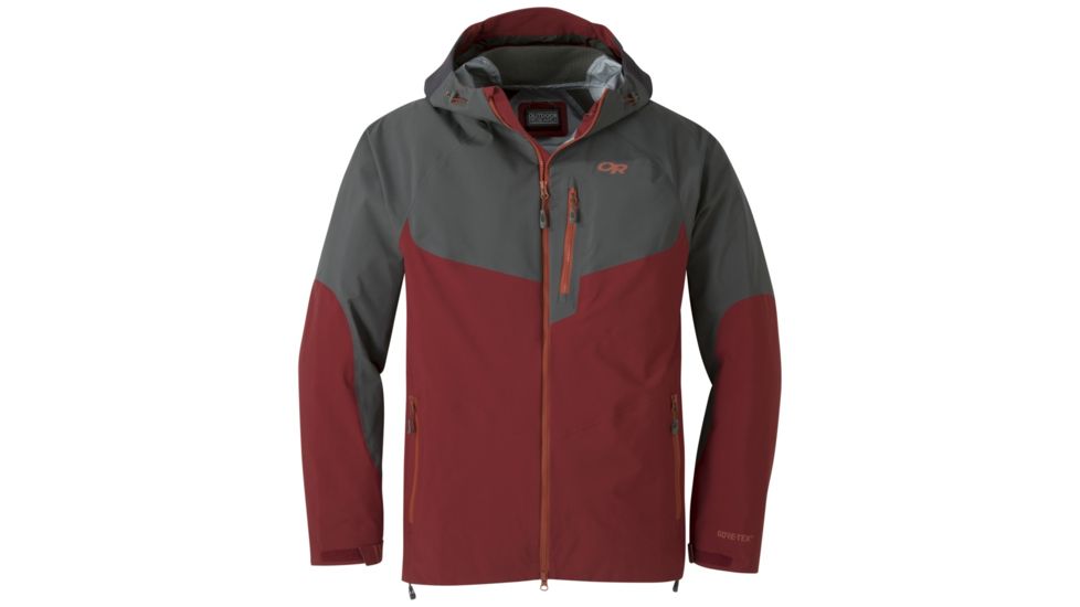 Outdoor Research Hemispheres Jacket - Mens, Firebrick/Storm, Large, 2680731416008