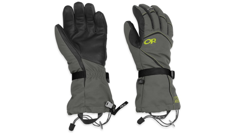 Outdoor Research Highcamp Gloves - Men's-Pewter/Lemongrass-Small