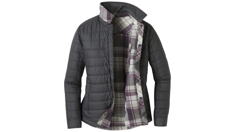 Outdoor Research Kalaloch Reversible Shirt Jacket - Womens, Pacific Plum Plaid, Extra Small, 2681341415005