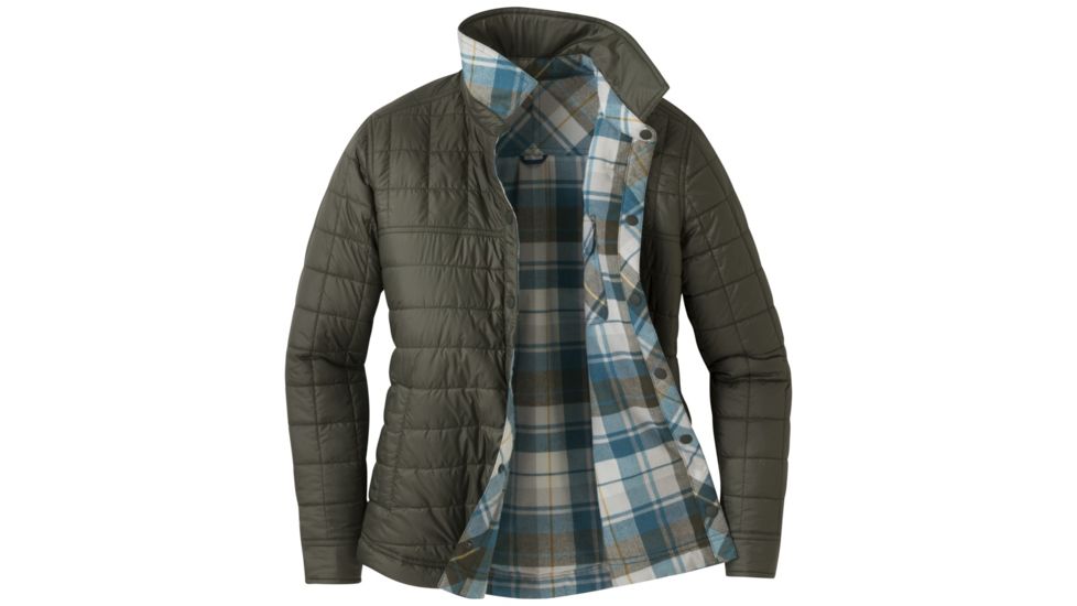 Outdoor Research Kalaloch Reversible Shirt Jacket - Womens, Peacock Plaid, Small, 2681341414006