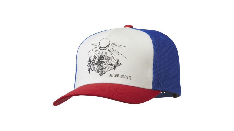 Outdoor Research Moonshine Trucker Hat, White/Tomato/Cobalt, One Size, 2692751558222