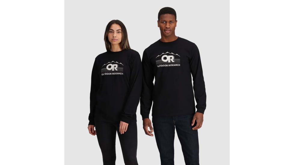 Outdoor Research OR Advocate Long Sleeve Tee, Black/White, Extra Large, 3005170114009