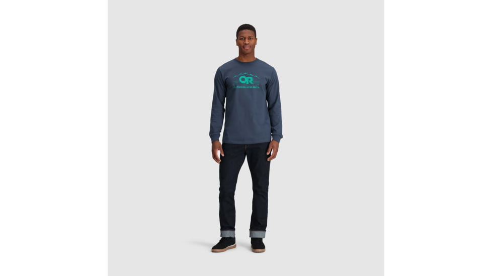 Outdoor Research OR Advocate Long Sleeve Tee, Naval Blue/Verdant, Large, 3005172621008