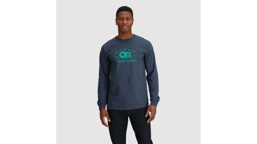 Outdoor Research OR Advocate Long Sleeve Tee, Naval Blue/Verdant, Large, 3005172621008