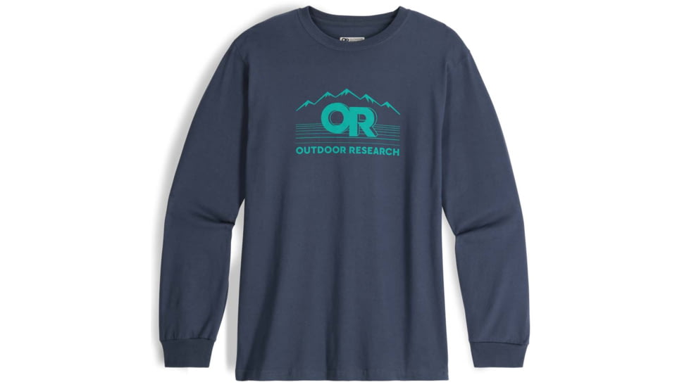 Outdoor Research OR Advocate Long Sleeve Tee, Naval Blue/Verdant, Large, 3005172621008