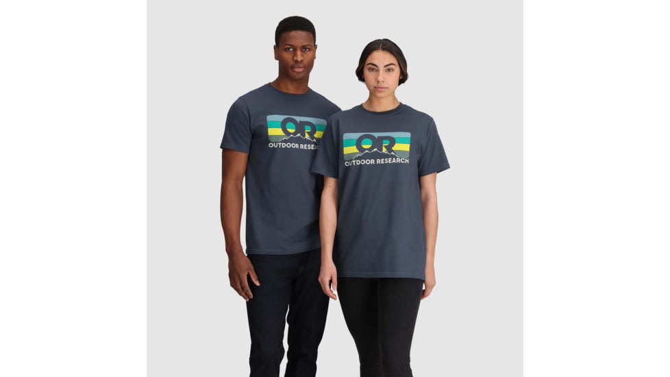 Outdoor Research OR Advocate Stripe T-Shirt, Naval Blue/Verdant, Large, 3002232621008