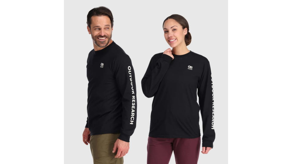 Outdoor Research OR Lockup Chest Logo Long Sleeve Tee, Black/White, Large, 3002250114008