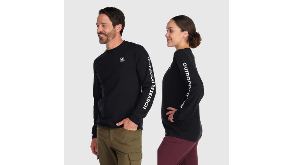Outdoor Research OR Lockup Chest Logo Long Sleeve Tee, Black/White, Large, 3002250114008