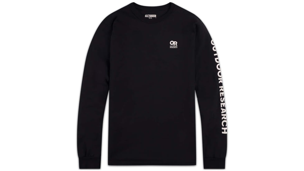 Outdoor Research OR Lockup Chest Logo Long Sleeve Tee, Black/White, Large, 3002250114008