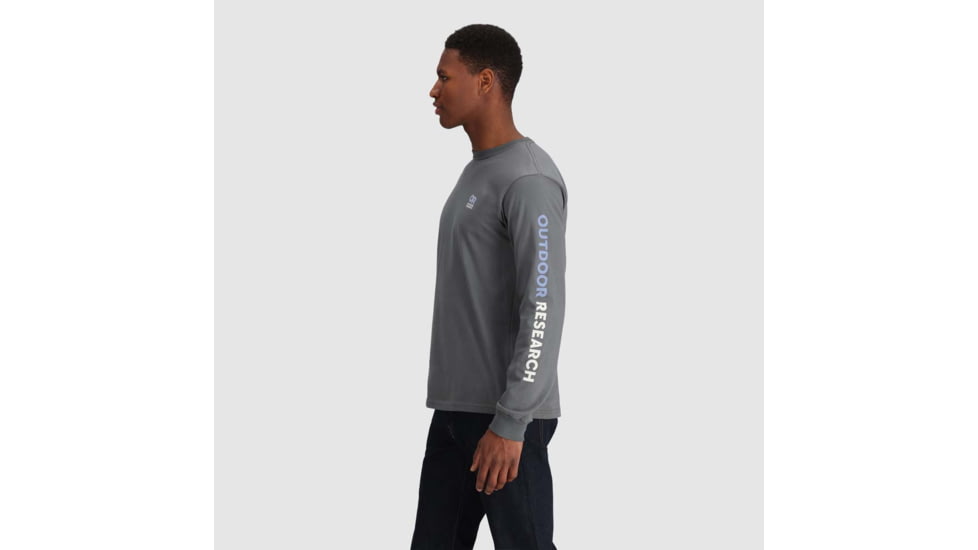 Outdoor Research OR Lockup Chest Logo Long Sleeve Tee, Charcoal/Topaz, Extra Large, 3002252625009