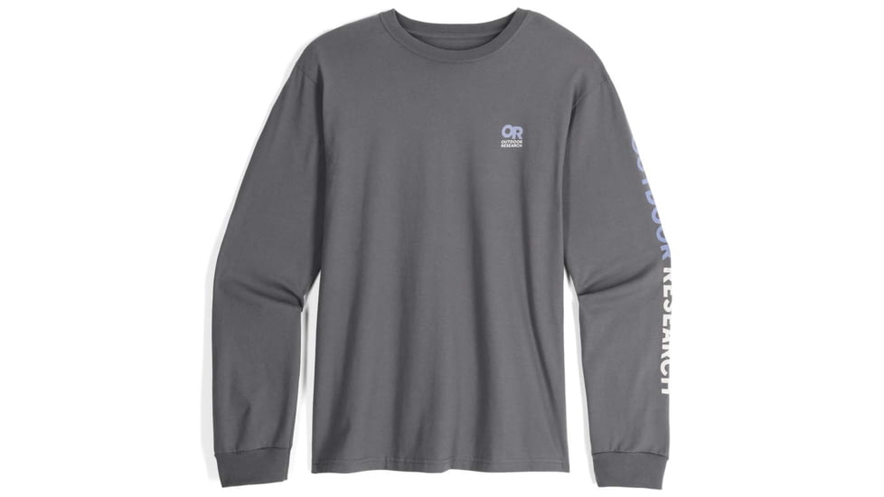 Outdoor Research OR Lockup Chest Logo Long Sleeve Tee, Charcoal/Topaz, Extra Large, 3002252625009