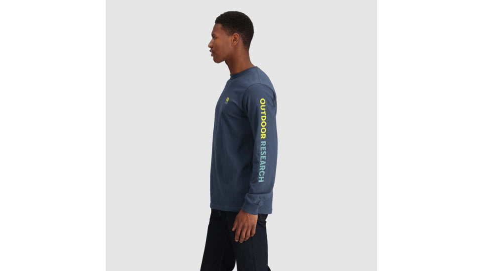 Outdoor Research OR Lockup Chest Logo Long Sleeve Tee, Naval Blue/Sulphur, Extra Large, 3002252416009