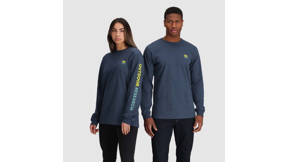 Outdoor Research OR Lockup Chest Logo Long Sleeve Tee, Naval Blue/Sulphur, Extra Large, 3002252416009