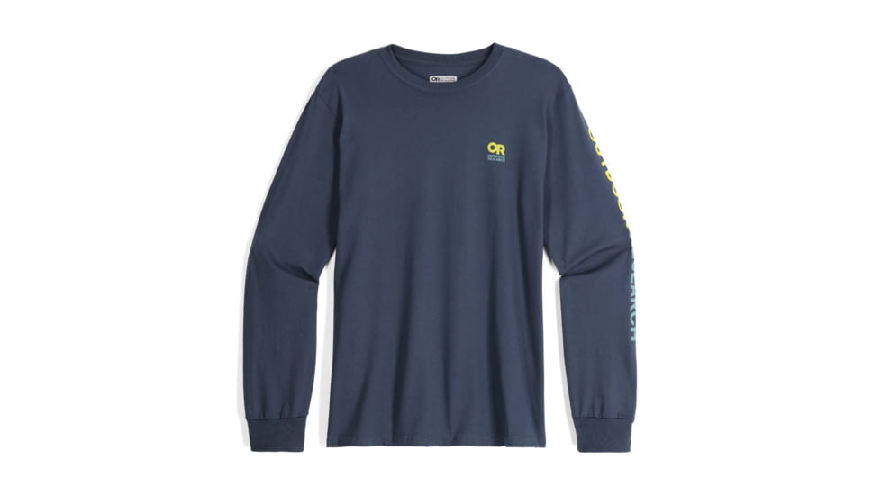 Outdoor Research OR Lockup Chest Logo Long Sleeve Tee, Naval Blue/Sulphur, Extra Large, 3002252416009