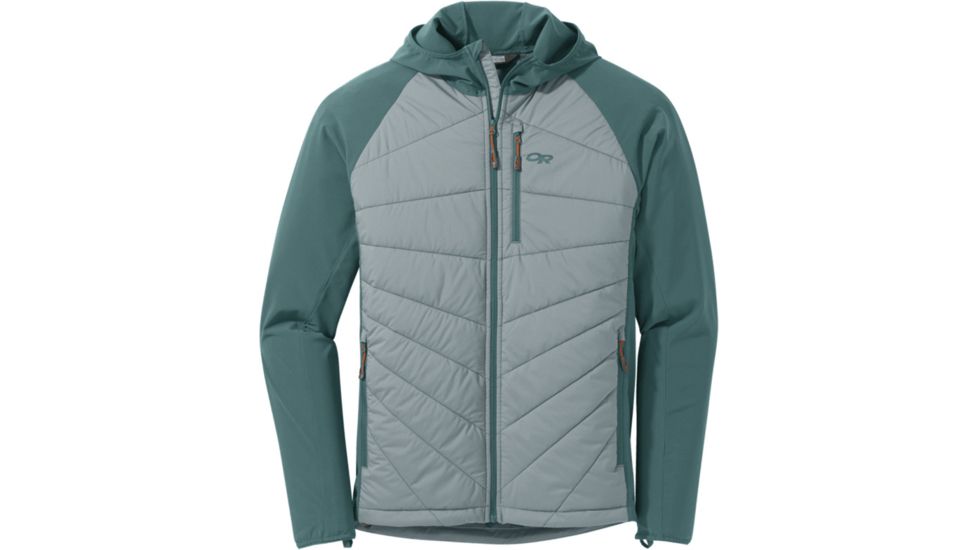 Outdoor Research Refuge Hybrid Hooded Jacket - Mens, Lead/Mediterranean, Large, 2691801796008