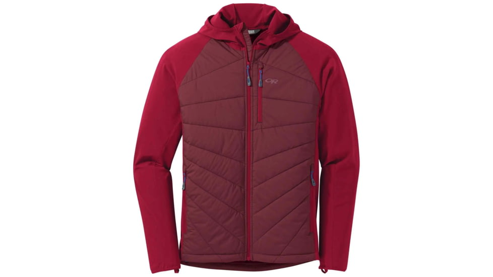 Outdoor Research Refuge Hybrid Hooded Jacket - Mens, Retro Red/Agate, Small, 2691801845006