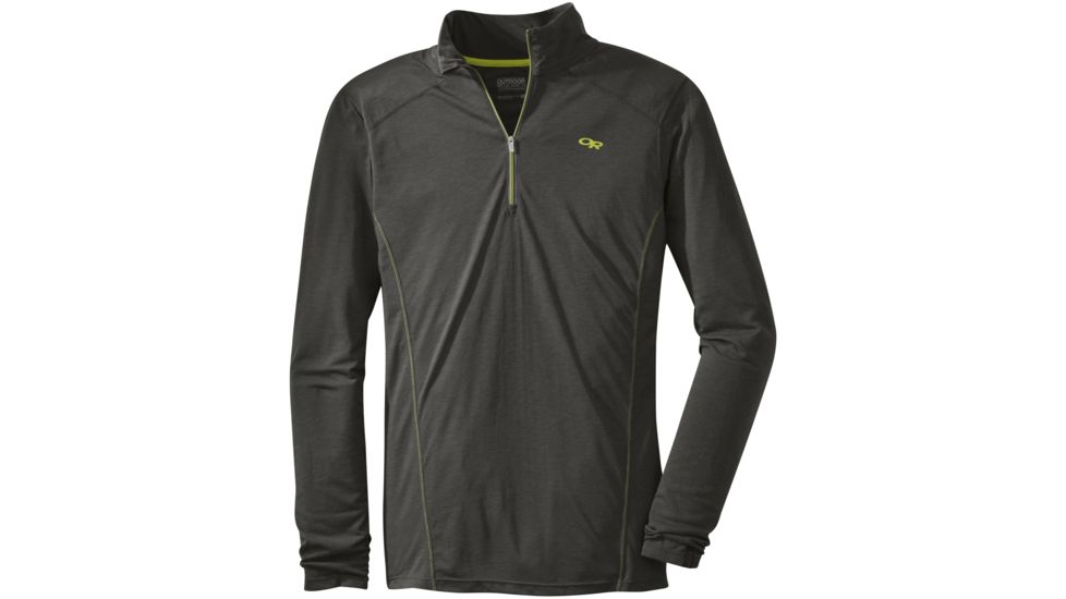Outdoor Research Sequence Long-Sleeve Zip Top - Men's-Charcoal/Lemongrass-Small