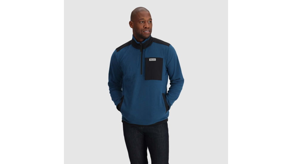 Outdoor Research Trail Mix Quarter Zip Pullover - Mens, Harbor/Black, 3XL, 3001362539011