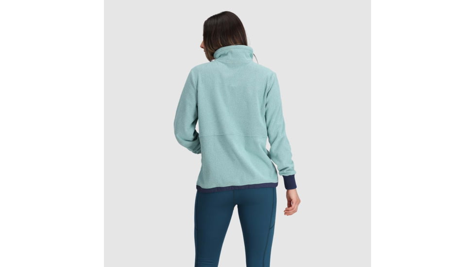 Outdoor Research Trail Mix Quarter Zip Pullover - Womens, Sage/Naval Blue, Extra Small, 3001392614005