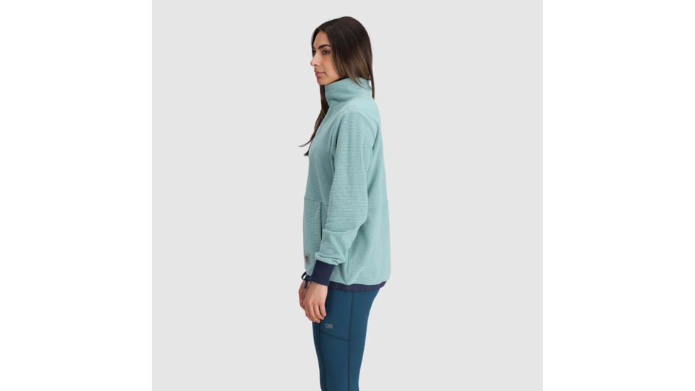 Outdoor Research Trail Mix Quarter Zip Pullover - Womens, Sage/Naval Blue, Extra Small, 3001392614005