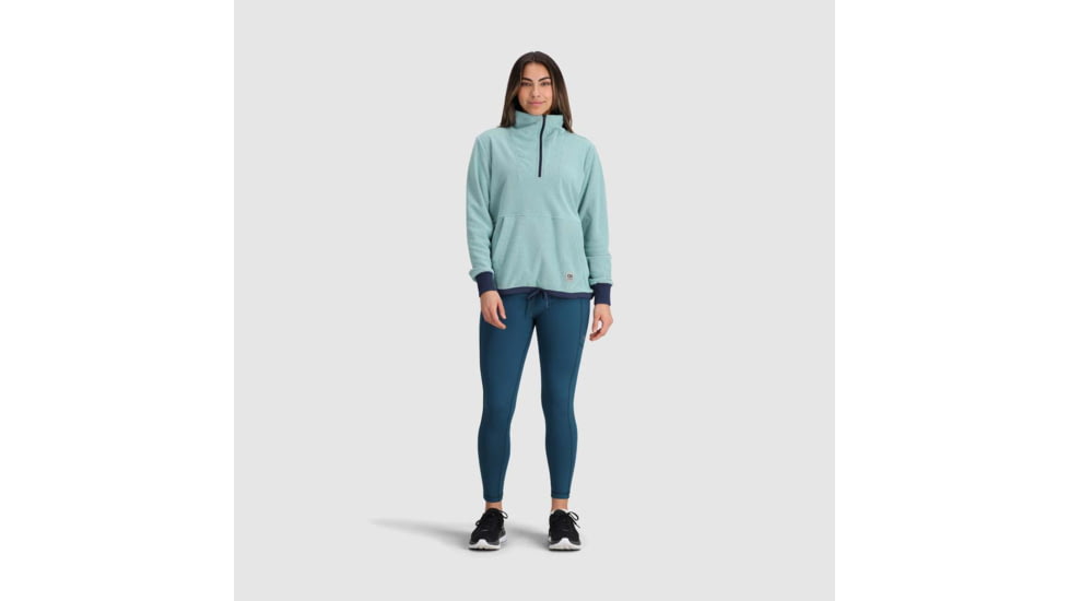 Outdoor Research Trail Mix Quarter Zip Pullover - Womens, Sage/Naval Blue, Extra Small, 3001392614005