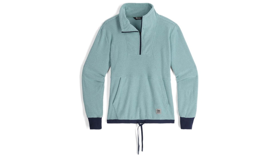 Outdoor Research Trail Mix Quarter Zip Pullover - Womens, Sage/Naval Blue, Extra Small, 3001392614005