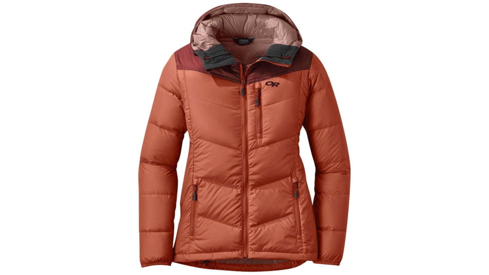 Outdoor Research Transcendent Down Hoodie - Womens, Alpengl/Mddr, Medium, 2681051865007