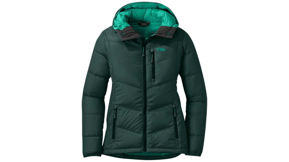 Outdoor Research Transcendent Down Hoodie - Womens, Fir, Small, 2681051858006
