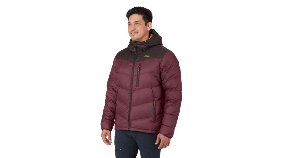Outdoor Research Transcendent Down Hoody - Mens, Raisin/Dark Roast, Extra Large, 2680841612009