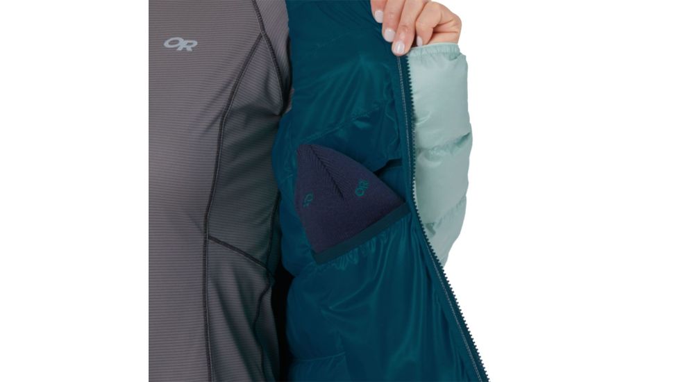 Outdoor Research Transcendent Down Hoody - Womens, Waterfall/Prussian Blue, Large, 2681051628008