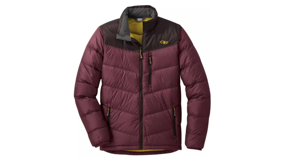 Outdoor Research Transcendent Down Jacket - Mens, Raisin / Dark Roast, Large, 2680851612008