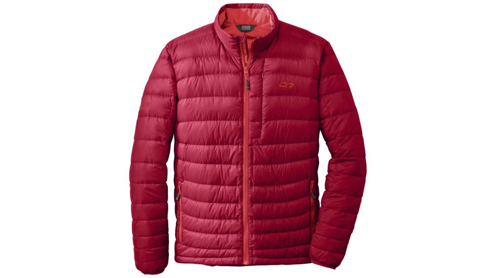 Outdoor Research Transcendent Down Sweater, Men's, Agate/Hot Sauce, S 243069-agate/hs-S
