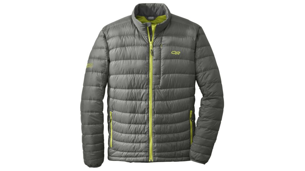 Outdoor Research Transcendent Down Sweater, Pewter/Lemongrass, XXL, 243069-pl-XXL